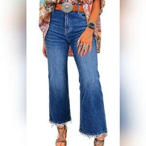 Astylish High Wasted Flared Straight Leg Loose Jean Pants
